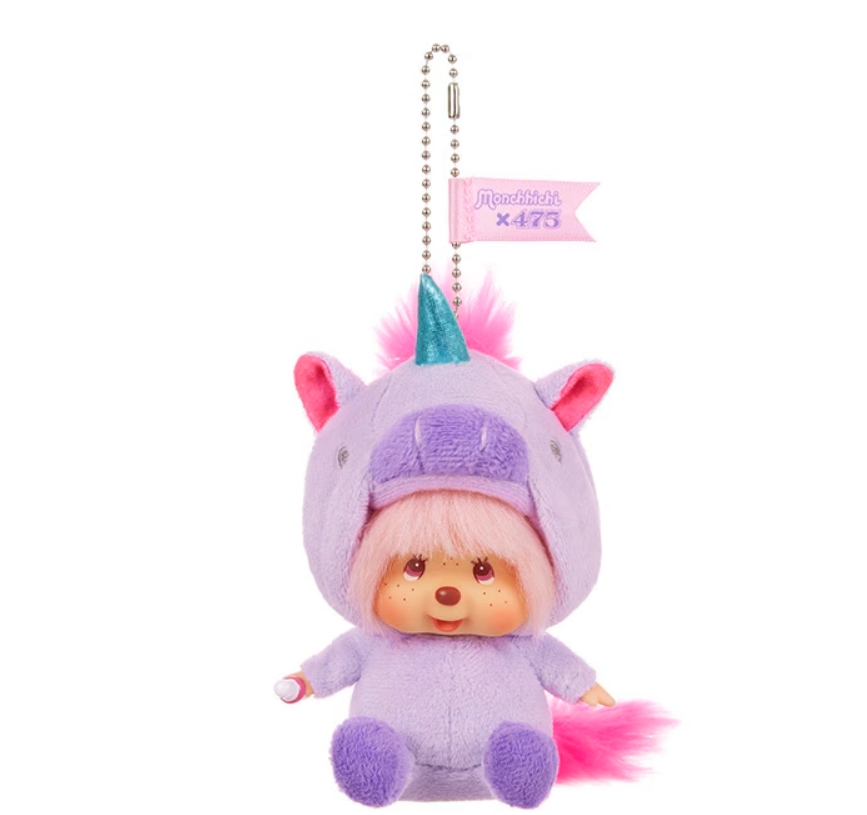 Llavero de cara grande Shinako x Monchhichi SS (Unicornio)