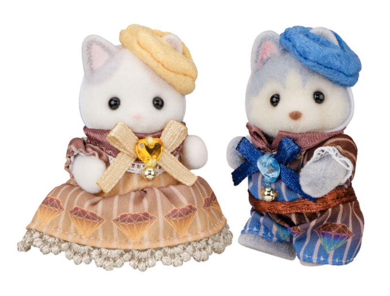 Sylvanian Families x Del Rey Baby Latte Cat y Baby Husky -Diamond Chocolat-