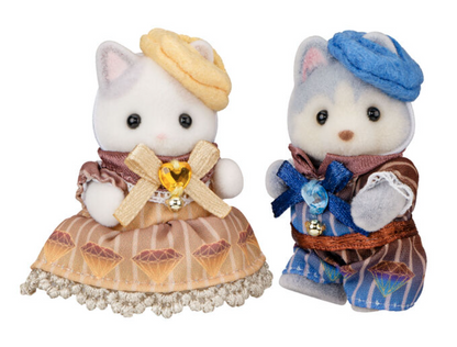 Sylvanian Families x Del Rey Baby Latte Cat y Baby Husky -Diamond Chocolat-